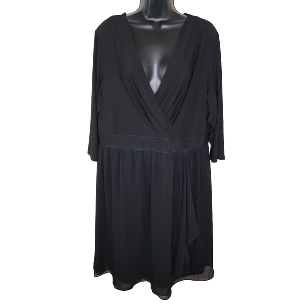 Lane Bryant Black Chiffon knee length dress Size 18